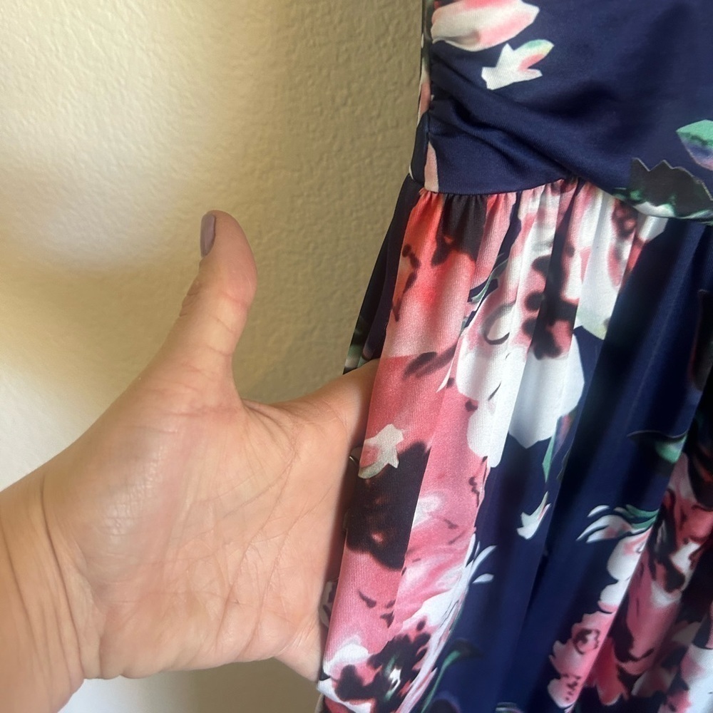 Ouges Women's V-Neck Pattern Pocket Maxi Long Dre… - image 4